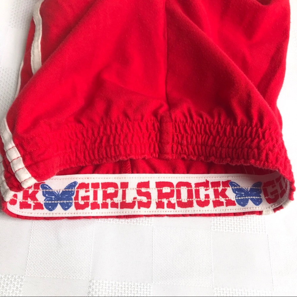 3 for $15 Faded Glory Kids Red Boxing Shorts White Stripes Boxer Gym Short Girls - Picture 5 of 6